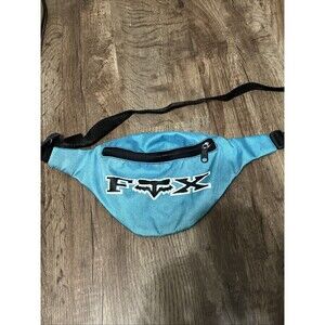 Vintage 90s Y2K Fox Racing Fanny Pack Belt Bag Blue Black Spellout Flaws